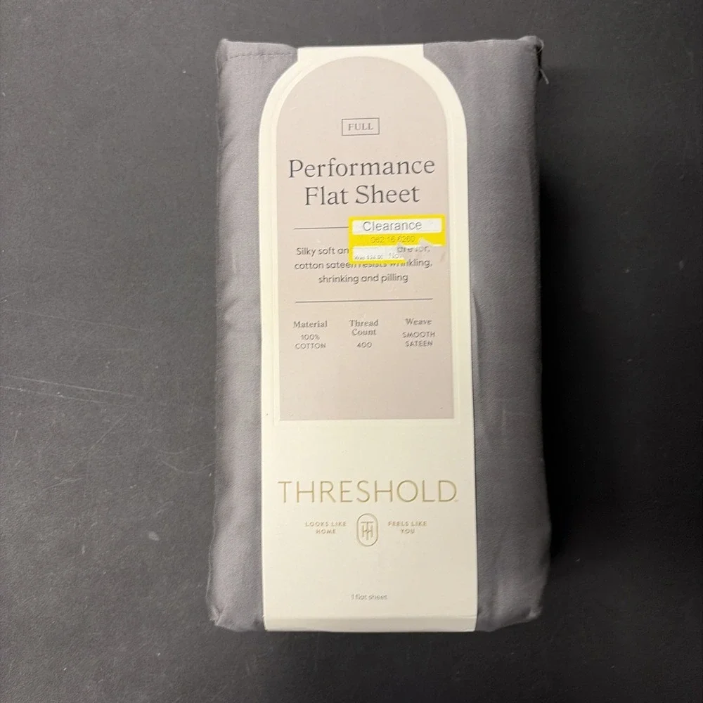 Full 400 Thread Count Performance Flat Sheet Dark Gray Threshold: Cotton 20533